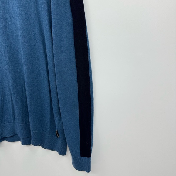 TED BAKER Mid-Blue Noirmon Crew Striped Jumper Wool/Cashmere Blend - Picture 9 of 13